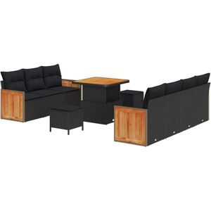 Vidaxl - Garden Sofa Set 10 pcs Black, Brown 80 x 80 x 71 cm Poly Rattan Vidaxl - Garden Sofa Set 10 pcs Black, Brown 80 x 80 x 71 cm Poly Rattan