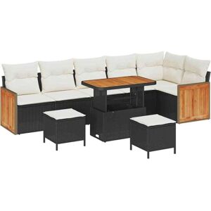 Garden Sofa Set 9 pcs Black, Cream 90 x 55 x 71 cm Poly Rattan Vidaxl Garden Sofa Set 9 pcs Black, Cream 90 x 55 x 71 cm Poly Rattan Vidaxl