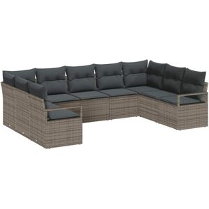 Vidaxl - Garden Sofa Set 9 pcs Grey Poly Rattan, Powder-Coated Steel Vidaxl - Garden Sofa Set 9 pcs Grey Poly Rattan, Powder-Coated Steel