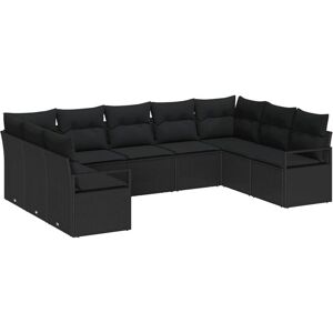 Vidaxl - Garden Sofa Set 9 pcs Black Poly Rattan, Powder-Coated Steel Vidaxl - Garden Sofa Set 9 pcs Black Poly Rattan, Powder-Coated Steel