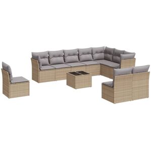 11 Piece Garden Sofa Set with Cushions Beige Poly Rattan vidaXL 11 Piece Garden Sofa Set with Cushions Beige Poly Rattan vidaXL