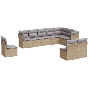 Vidaxl - 10 Piece Garden Sofa Set with Cushions Beige Poly Rattan Vidaxl - 10 Piece Garden Sofa Set with Cushions Beige Poly Rattan