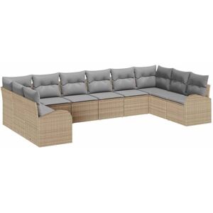 Garden Sofa Set 10 pcs Beige and Light Grey Poly Rattan vidaXL Garden Sofa Set 10 pcs Beige and Light Grey Poly Rattan vidaXL