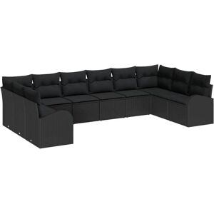 Vidaxl - Garden Sofa Set 10 pcs Black Poly Rattan, Powder-Coated Steel Vidaxl - Garden Sofa Set 10 pcs Black Poly Rattan, Powder-Coated Steel