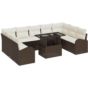 Garden Sofa Set with Cushion 10 pcs Brown Poly rattan vidaXL Garden Sofa Set with Cushion 10 pcs Brown Poly rattan vidaXL