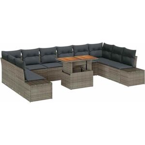Garden Sofa Set with Cushion Manual 11 pcs Grey and Brown vidaXL Garden Sofa Set with Cushion Manual 11 pcs Grey and Brown vidaXL