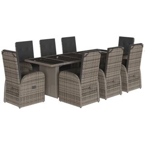 Vidaxl Garden Dining Set 9 pcs Gray Wicker & Cushions Vidaxl Garden Dining Set 9 pcs Gray Wicker & Cushions