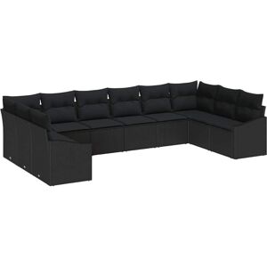 Garden Dining Set 10 pcs Black Poly Rattan, Powder-Coated Steel Vidaxl Garden Dining Set 10 pcs Black Poly Rattan, Powder-Coated Steel Vidaxl