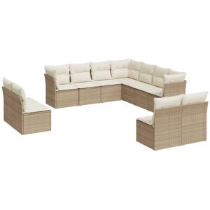 Vidaxl - 11 Piece Garden Sofa Set with Cushions Beige Poly Rattan Vidaxl - 11 Piece Garden Sofa Set with Cushions Beige Poly Rattan