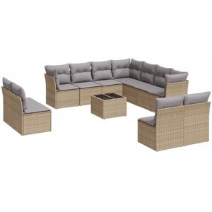 Vidaxl - 12 Piece Garden Sofa Set with Cushions Beige Poly Rattan Vidaxl - 12 Piece Garden Sofa Set with Cushions Beige Poly Rattan