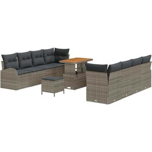 Vidaxl - Garden Sofa Set with Cushion 11 pcs Grey Poly rattan Vidaxl - Garden Sofa Set with Cushion 11 pcs Grey Poly rattan
