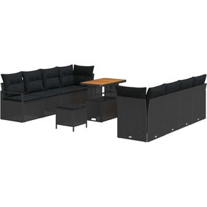 Vidaxl - Garden Sofa Set with Cushion 11 pcs Black Poly rattan Vidaxl - Garden Sofa Set with Cushion 11 pcs Black Poly rattan