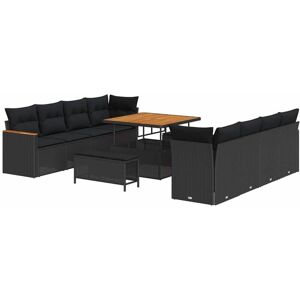 Vidaxl - Garden Sofa Set with Cushion 11 pcs Black Poly rattan Vidaxl - Garden Sofa Set with Cushion 11 pcs Black Poly rattan