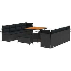 Vidaxl - Garden Sofa Set with Cushion 11 pcs Black 100 x 100 x 71 cm Vidaxl - Garden Sofa Set with Cushion 11 pcs Black 100 x 100 x 71 cm