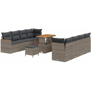 Vidaxl - Garden Sofa Set with Cushion 11 pcs Grey Poly rattan Vidaxl - Garden Sofa Set with Cushion 11 pcs Grey Poly rattan