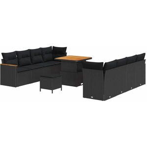 Vidaxl - Garden Sofa Set with Cushion 11 pcs Black Poly rattan Vidaxl - Garden Sofa Set with Cushion 11 pcs Black Poly rattan