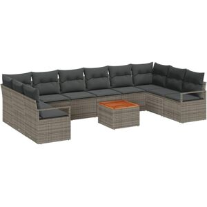 Garden Sofa Set with Storage 11 pcs Grey Poly Rattan vidaXL Garden Sofa Set with Storage 11 pcs Grey Poly Rattan vidaXL