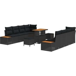 Garden Sofa Set with Cushion with Storage 11 pcs Black vidaXL Garden Sofa Set with Cushion with Storage 11 pcs Black vidaXL