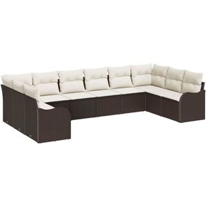 Vidaxl - Garden Sofa Set with Cushion 10 pcs Brown, white Poly rattan Vidaxl - Garden Sofa Set with Cushion 10 pcs Brown, white Poly rattan