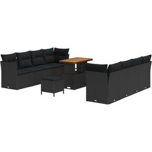 Garden Sofa Set with Cushion 11 pcs Black Poly Rattan vidaXL Garden Sofa Set with Cushion 11 pcs Black Poly Rattan vidaXL