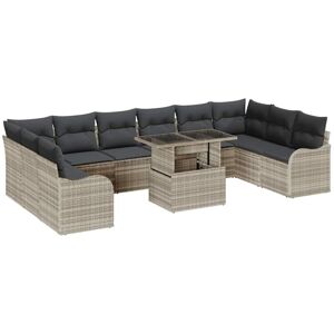 Garden Sofa Set 11 pcs Light grey 100 x 55 x 73 cm Poly rattan Vidaxl Garden Sofa Set 11 pcs Light grey 100 x 55 x 73 cm Poly rattan Vidaxl