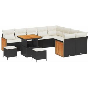Garden Sofa Set 12 pcs Black, Cream 80 x 80 x 71 cm Poly Rattan Vidaxl Garden Sofa Set 12 pcs Black, Cream 80 x 80 x 71 cm Poly Rattan Vidaxl