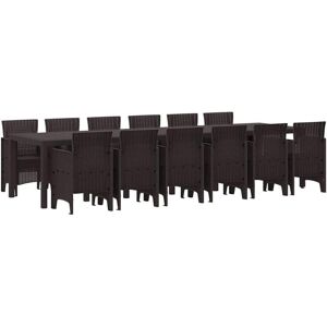 Garden Dining Set 13 pcs Brown Polt rattan Vidaxl Garden Dining Set 13 pcs Brown Polt rattan Vidaxl