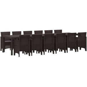 Garden Dining Set 13 pcs Brown Polt rattan Vidaxl Garden Dining Set 13 pcs Brown Polt rattan Vidaxl