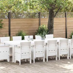 Garden Dining Set 13 pcs White Poly rattan and Cotton Vidaxl Garden Dining Set 13 pcs White Poly rattan and Cotton Vidaxl