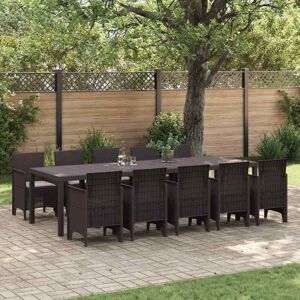 Garden Dining Set 11 pcs Brown and Taupe Poly rattan vidaXL Garden Dining Set 11 pcs Brown and Taupe Poly rattan vidaXL