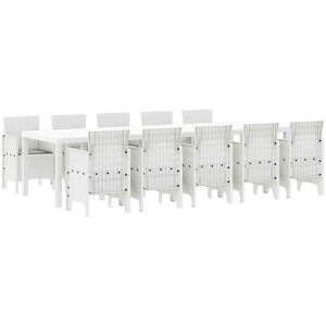 Garden Dining Set with Cushion 11 pcs White and Light grey vidaXL Garden Dining Set with Cushion 11 pcs White and Light grey vidaXL