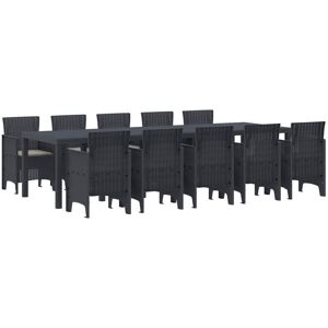 Vidaxl - Garden Dining Set with Cushion 11 pcs Anthracite Poly rattan Vidaxl - Garden Dining Set with Cushion 11 pcs Anthracite Poly rattan