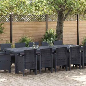 Garden Dining Set with Cushion 13 pcs Anthracite Plastic Vidaxl Garden Dining Set with Cushion 13 pcs Anthracite Plastic Vidaxl