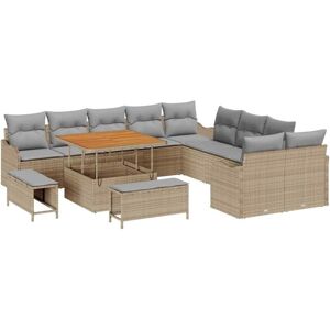 Garden Sofa Set Height-Adjustable 13 pcs Beige Poly Rattan Vidaxl Garden Sofa Set Height-Adjustable 13 pcs Beige Poly Rattan Vidaxl