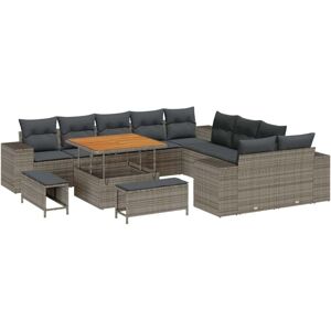 Garden Sofa Set with Cushion 13 pcs Grey Poly Rattan vidaXL Garden Sofa Set with Cushion 13 pcs Grey Poly Rattan vidaXL