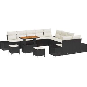 Vidaxl - Garden Sofa Set with Pillow 13 pcs Black, Cream 90 x 55 x 71 cm Vidaxl - Garden Sofa Set with Pillow 13 pcs Black, Cream 90 x 55 x 71 cm
