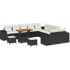 Vidaxl - Garden Sofa Set with Pillow 13 pcs Black, Cream 90 x 55 x 71 cm Vidaxl - Garden Sofa Set with Pillow 13 pcs Black, Cream 90 x 55 x 71 cm