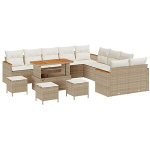 Garden Sofa Set with Cushion 14 pcs Beige Poly rattan Vidaxl Garden Sofa Set with Cushion 14 pcs Beige Poly rattan Vidaxl