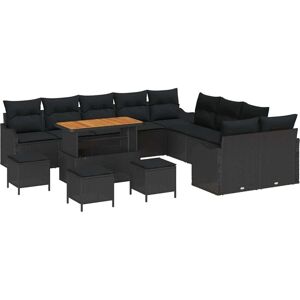 Garden Sofa Set Height-Adjustable 14 pcs Black Poly Rattan Vidaxl Garden Sofa Set Height-Adjustable 14 pcs Black Poly Rattan Vidaxl