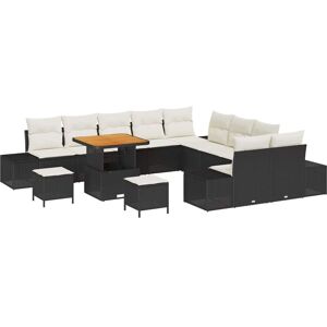 Vidaxl - Garden Sofa Set with Pillow 13 pcs Black, Cream 80 x 80 x 71 cm Vidaxl - Garden Sofa Set with Pillow 13 pcs Black, Cream 80 x 80 x 71 cm