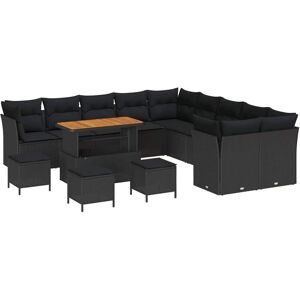 Garden Sofa Set Height-Adjustable 14 pcs Black Poly Rattan vidaXL Garden Sofa Set Height-Adjustable 14 pcs Black Poly Rattan vidaXL