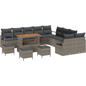 Garden Sofa Set with Cushion 14 pcs Grey Poly rattan vidaXL Garden Sofa Set with Cushion 14 pcs Grey Poly rattan vidaXL