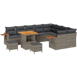 Garden Sofa Set with Cushion with Storage Grey Poly rattan vidaXL Garden Sofa Set with Cushion with Storage Grey Poly rattan vidaXL