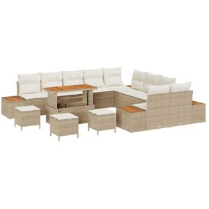 Garden Sofa Set with Cushion 14 pcs Beige Poly rattan Vidaxl Garden Sofa Set with Cushion 14 pcs Beige Poly rattan Vidaxl