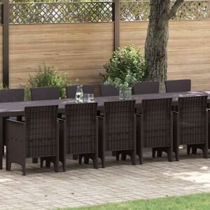 Garden Dining Set 17 pcs Brown Polt rattan Vidaxl Garden Dining Set 17 pcs Brown Polt rattan Vidaxl