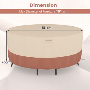 Costway - 181 cm Round Patio Furniture Cover Outdoor Dining Table Chair Set Cover Costway - 181 cm Round Patio Furniture Cover Outdoor Dining Table Chair Set Cover