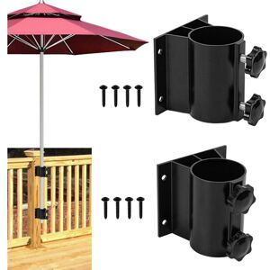 SJQKA 2-Pack Patio Umbrella Stand, Aluminum Umbrella Holder for Deck Railing, Balcony, or Patio (Fits 1.3-2" Umbrella Poles) SJQKA 2-Pack Patio Umbrella Stand, Aluminum Umbrella Holder for Deck Railing, Balcony, or Patio (Fits 1.3-2" Umbrella Poles)