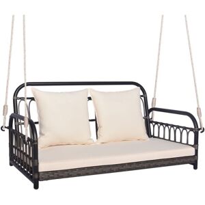 Costway - 2-Person Patio Wicker Swing Chair Hanging Swing Bench-White Costway - 2-Person Patio Wicker Swing Chair Hanging Swing Bench-White