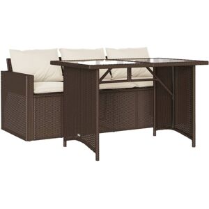 2 Piece Garden Dining Set with Cushions Brown Poly Rattan Vidaxl 2 Piece Garden Dining Set with Cushions Brown Poly Rattan Vidaxl