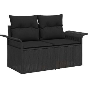 Garden Sofa with Cushion Black 141 x 62 x 69cm Poly Rattan Vidaxl Garden Sofa with Cushion Black 141 x 62 x 69cm Poly Rattan Vidaxl